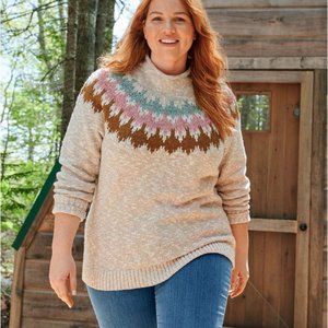 L.L. Bean Fair Isle Cotton Sweater Size Med NWOT
